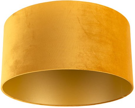 Velours Lampenschirm gelb 50/50/25 mit goldener Innenseite