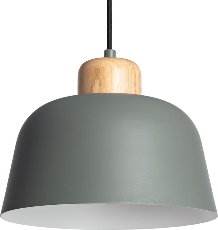 Pendelleuchte aus Metall und Holz Wawak Seladongrün