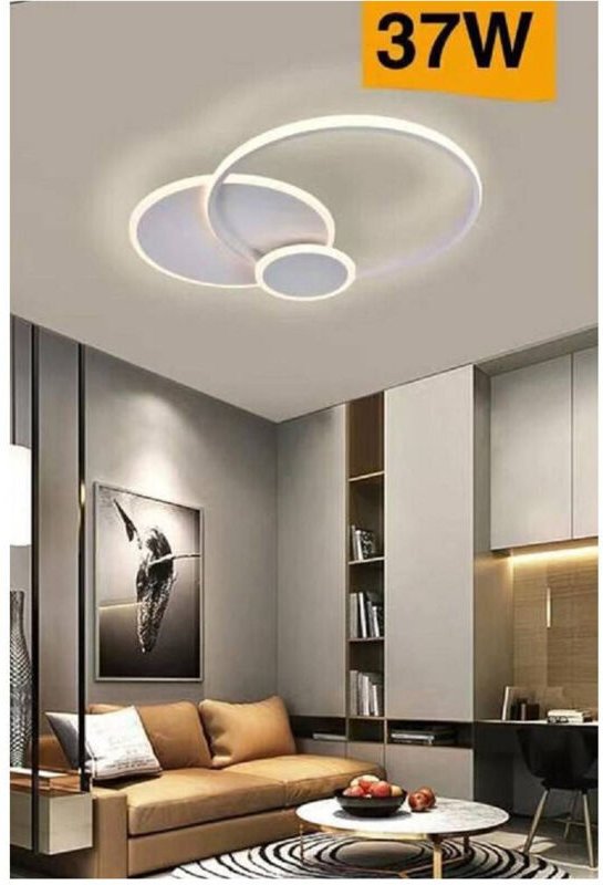 Trade Shop Traesio - Trade Shop - plafoniera led design moderno 3 cerchi 37 watt luce fredda naturale calda C32 -