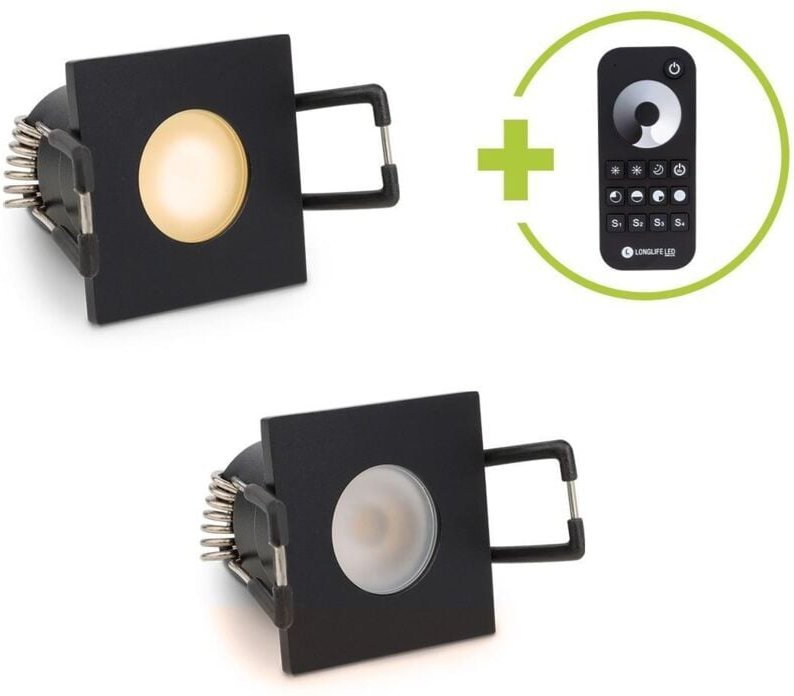 Einbaustrahler Mini Livorno eckig 3W 2700K IP65 - Farbe: schwarz matt - Anzahl: 2x
