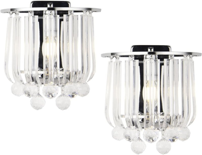 Wandleuchte Alnwick 2er Set E14 Chromfarben [ Lux.pro