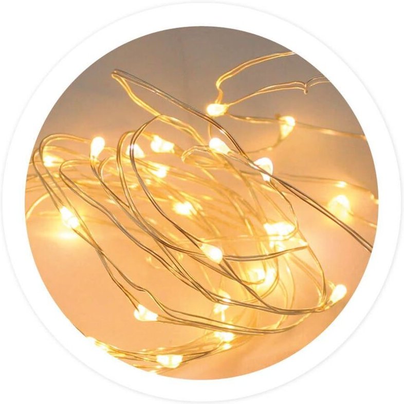 LED-Drahtgirlande 9,9 m, 8 Funktionen, warmes Licht