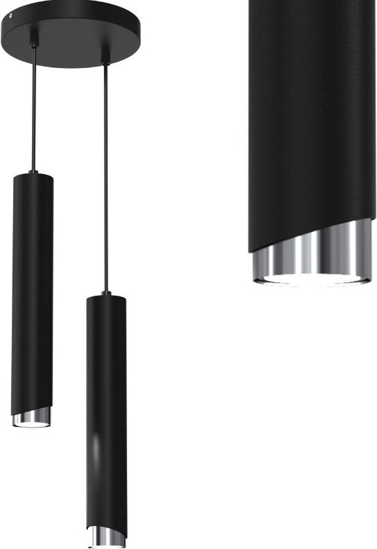 Frei. Gu10-Rohr-Hängelampe, schwarzes Chrom Ewilight BEVEL