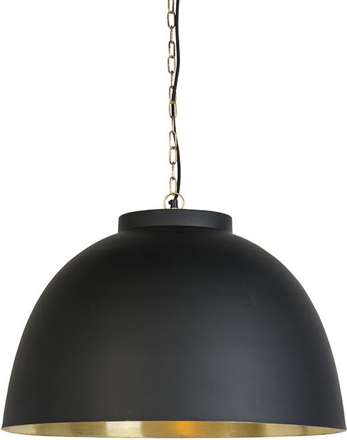 Hängelampe schwarz mit Messing innen 60 cm - Hoodi