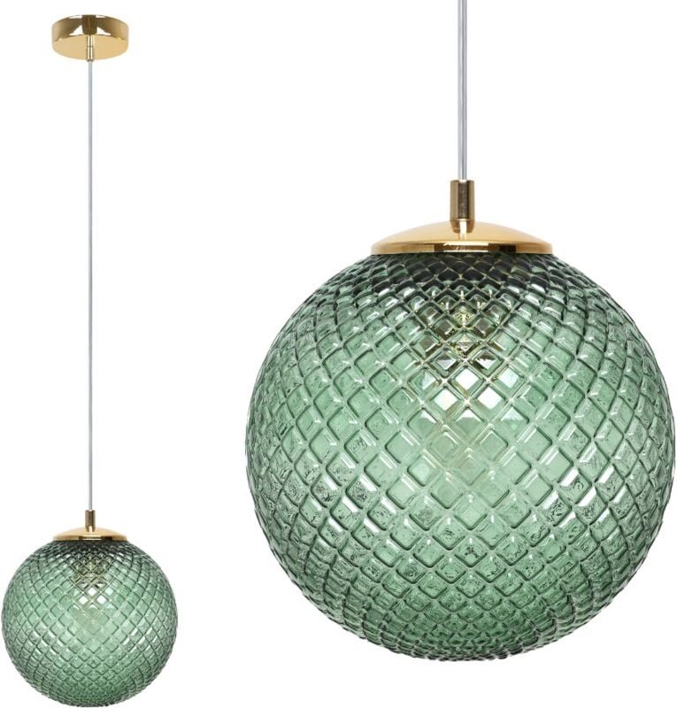 Cannes Hängelampe 1 Flacher Grüner Lampenschirm 20cm E27