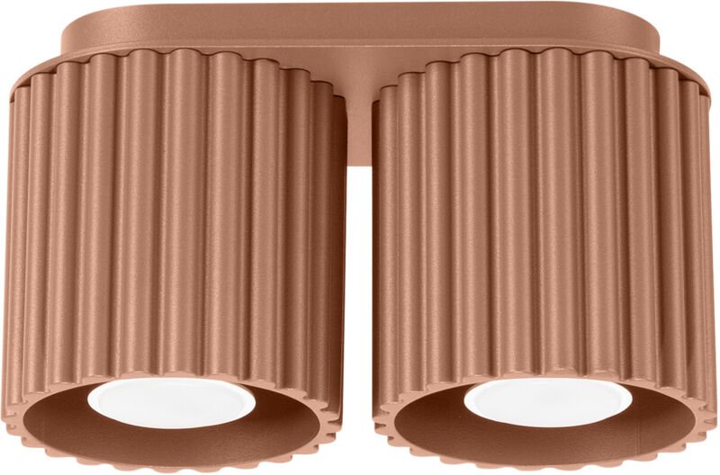 Moderne Mocca-Deckenleuchte, oval, 21 cm, gerillte Spots, 2xGU10, 10W, AURA, Sollux Lighting