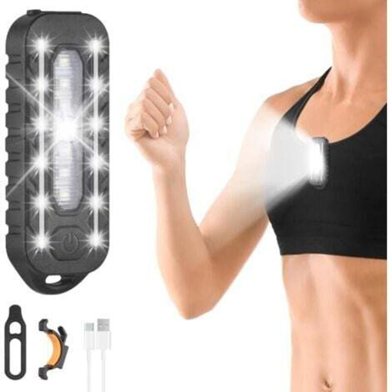 Ansteckbare Lauflichter, 5 Beleuchtungsmodi, über USB wiederaufladbare LED-Anstecklampe, wasserdicht, tragbar für Läufer...