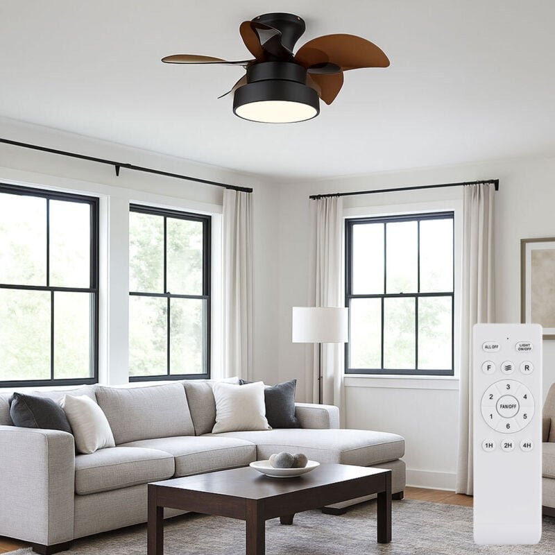 LED Deckenventilator dimmbar mit Fernbedienung Ventilator Vor-Rücklauf Deckenlampe Farbwechsel Lüfter, 6 Stufen, 22W 166...