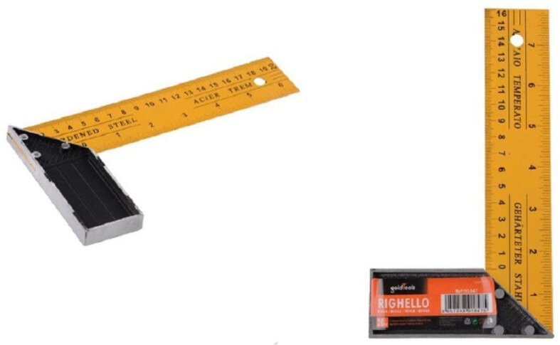 Trade Shop Traesio - Trade Shop - lineal 20CM winkelmesser im 90° rechtwinkel aus stahl doppelmass 91847 -