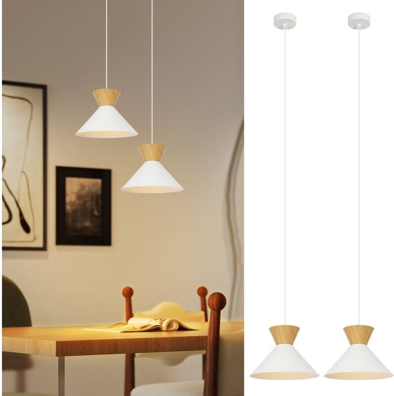 Thumbnail - GBLY Pendelleuchte Vintage Esszimmer Hängelampe: 2 x Industrial Hängeleuchte Ø20cm Weiß Metall E27 Esstischlampe Retro E...