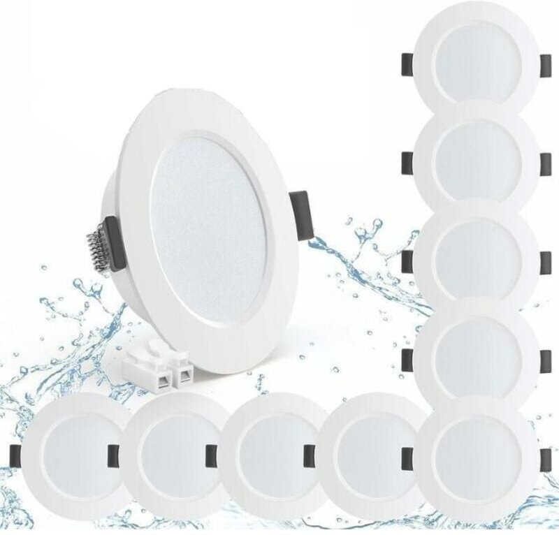 Tigrezy - 10er-Set LED-Einbaustrahler 5 w IP44 98 mm, Neutralweiß 4000 k, wasserdichte Einbauleuchte 450 lm, extra flach...