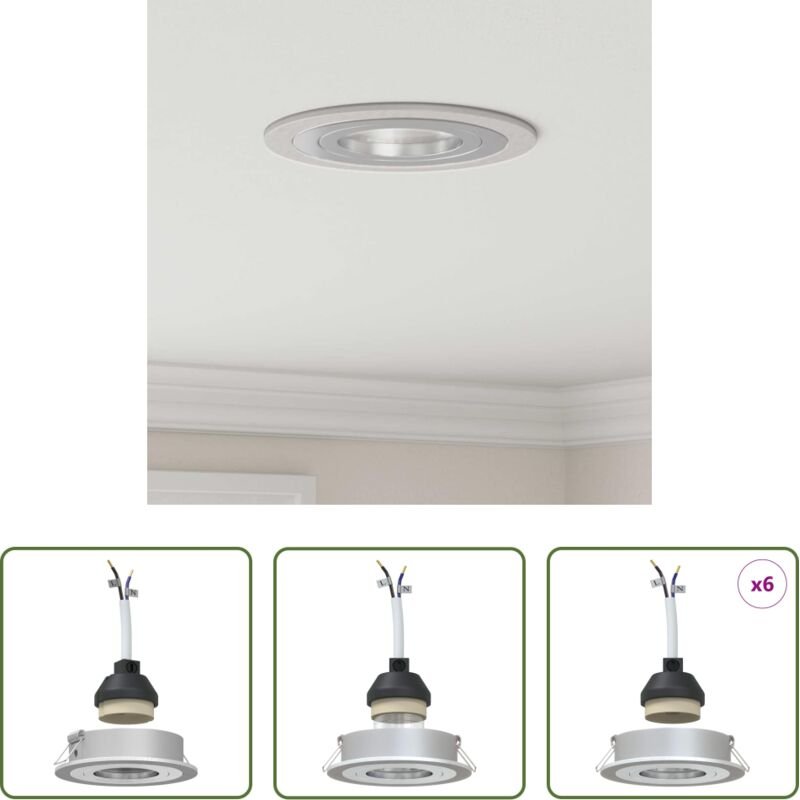 Aluminiumleuchte - Spotlight 6 pcs Silber 9 x 9 x 2 cm Aluminium