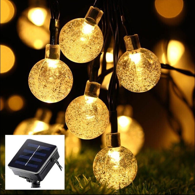 Solar-Lichterkette für draußen – 12 m, 100 LEDs, Solar-Lichterkette für draußen, wasserdicht, IP65, 8 Modi, Solar- und U...