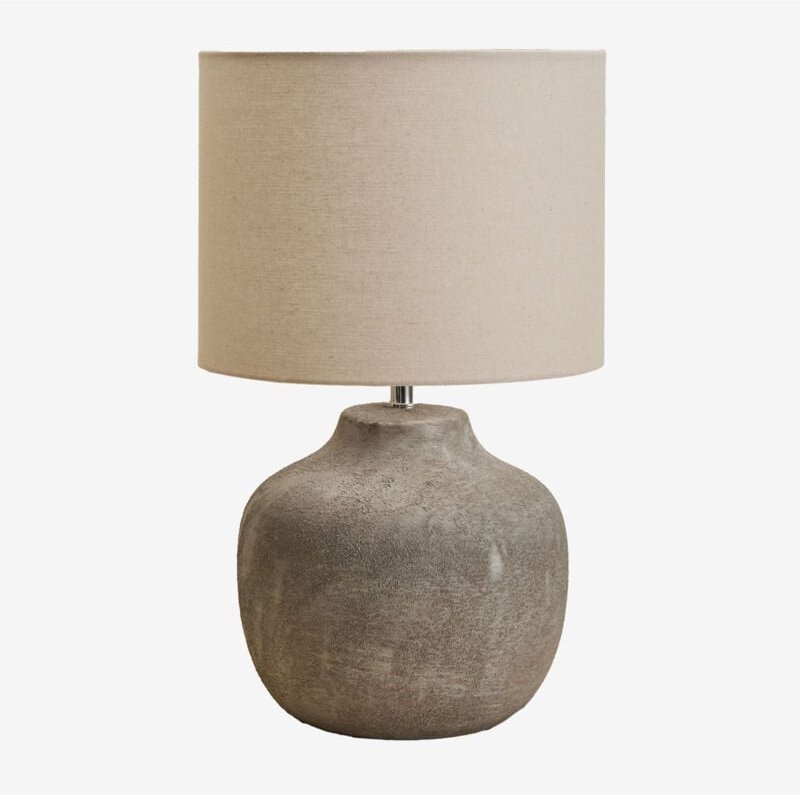 Thumbnail - Sklum - Uvalin 45cm Tischlampe aus Keramik und Leinen Grau