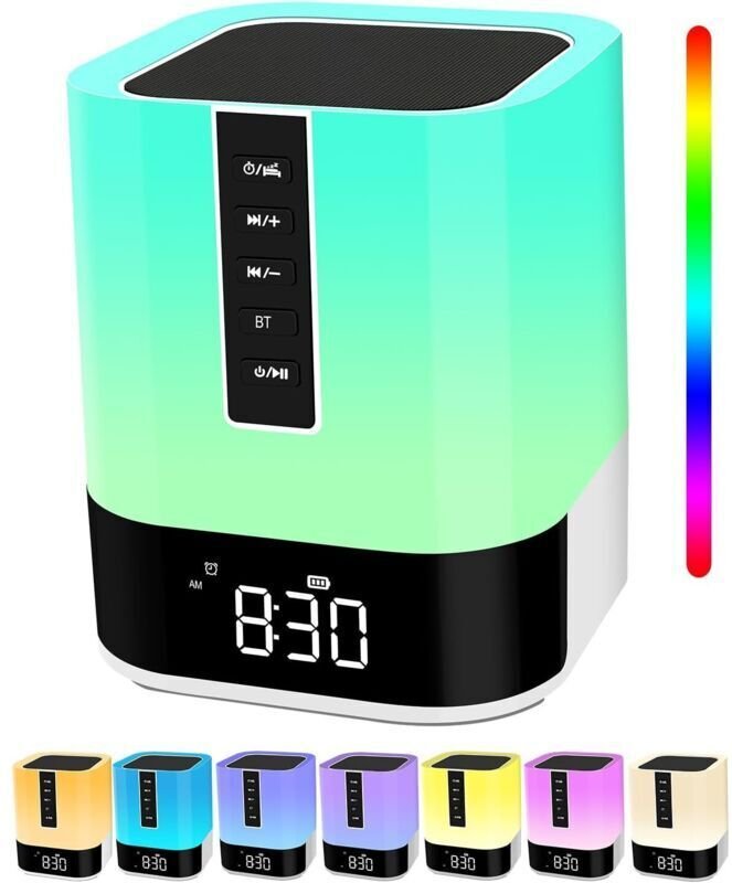 Bluetooth-Lautsprecher mit Nachtlicht, Kinderwecker, berührungsempfindliche Nachttischlampe, Nachtlicht mit weißem Rausc...