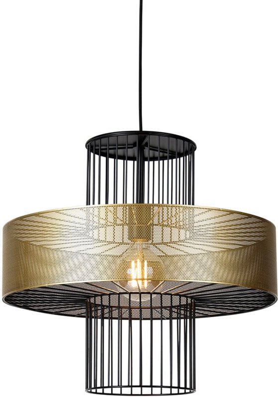 Smarte Hängelampe Gold mit Schwarz 50 cm inkl. Wifi G95 - Tess