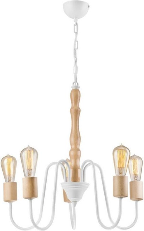 Lamkur Lighting - Lamkur Norah Industrial Mehrarm-Pendel-Deckenleuchte Weiß, 5x E27