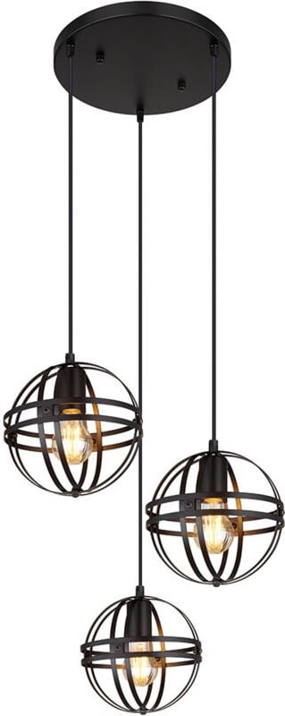 Hängeleuchte Käfig industriell Hängelampe 3-Flammig Pendelleuchte schwarz, Metall, 3x E27 Fassung, DxH 47x120 cm