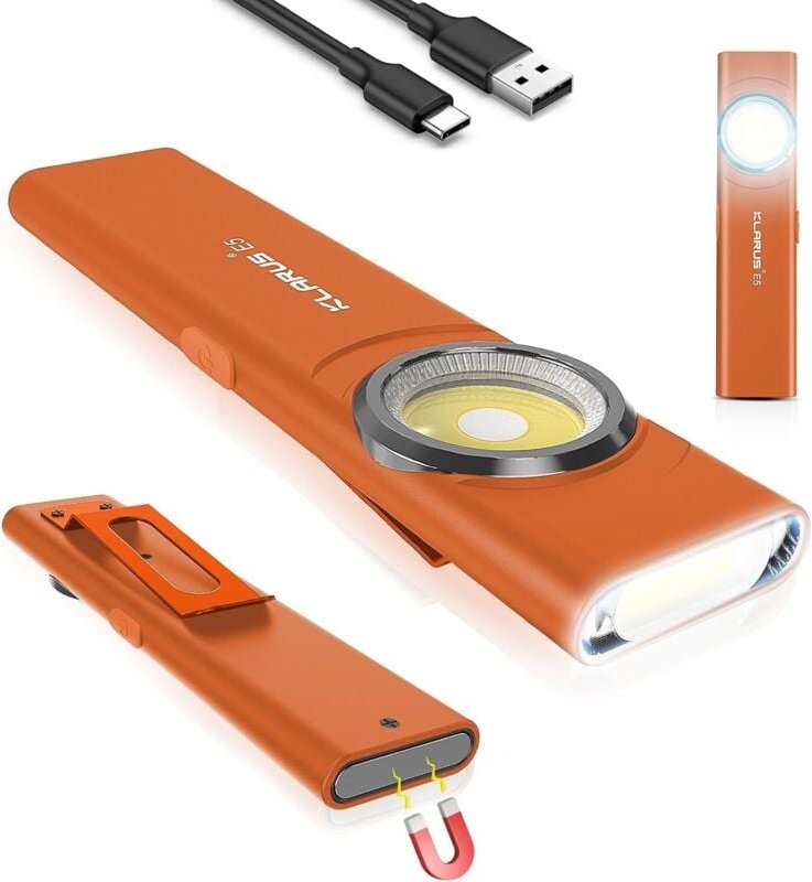 Wiederaufladbares COB-Arbeitslicht mit USB-C, 600 Lumen, Mini-EDC-Taschenlampe mit Magnetfuß und Schnallenclip, geeignet...
