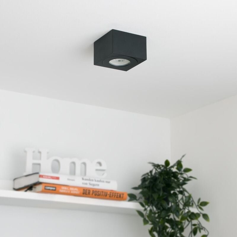 Flacher Aufbaustrahler eckig IP44 Deckenleuchte - Farbe: schwarz - LED Leuchtmittel: Ohne