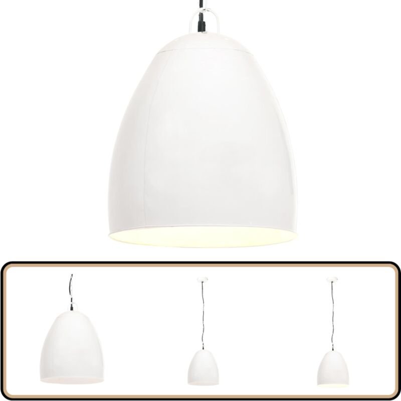 Hängelampe Industriestil 25 W Weiß Rund 42 cm E27 - Hängelampe - Industrielampen - Wohnraumbeleuchtung - Küchenlampe - E...