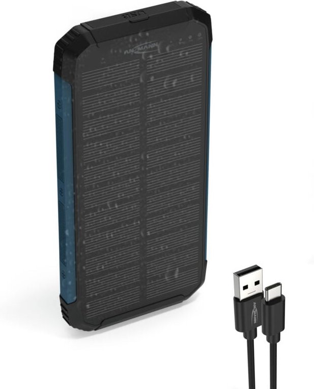 Solar Powerbank 10000mAh, Outdoor Ladegerät, mit Taschenlampe - Ansmann