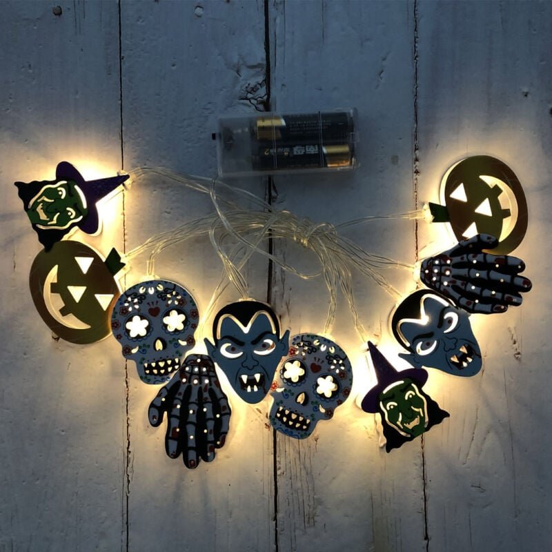 Kürbisförmige LED-Lichterkette für Halloween, Punk, Hexenschädel, dekorative Laterne für Karnevalspartys, Gartenfeste