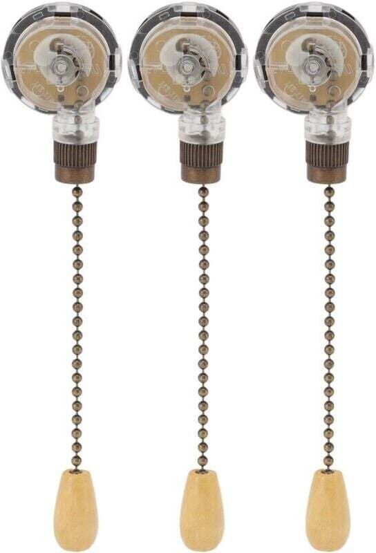 3-teiliger Zugkettenschalter für Deckenventilatoren, korrosionsbeständiger Ersatz, 250 V 3 A 125 V 6 A Lichterkettensteu...