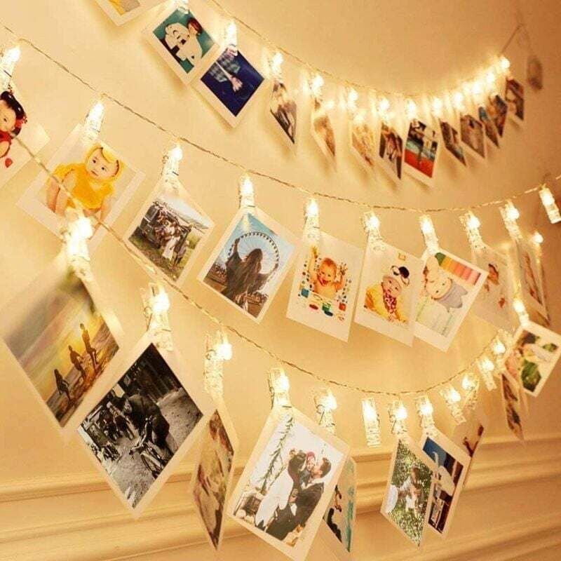 m lange LED-Lichterkette mit 40 LEDs, LED-Lichterkette mit Wandhalterung, Fotohalterung zum Anklemmen für Partys, Dekora...