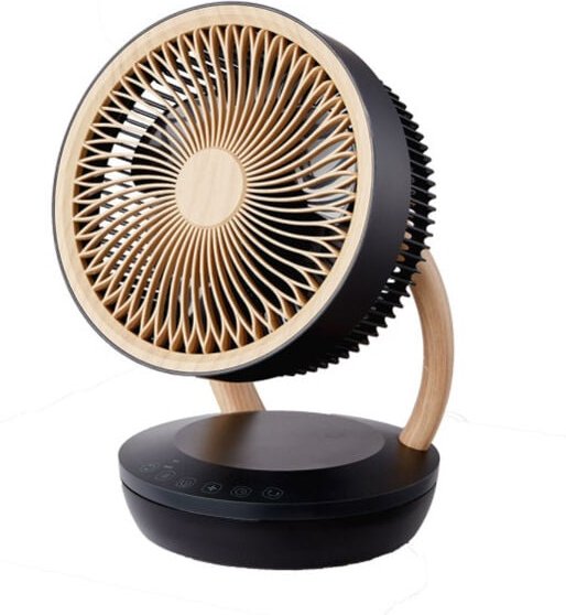 Fabrilamp - nightingale tischventilator schwarz/holz 45w 3vel 3asp fernbedienung,timer,touch 35,7x25,5x19,3cm