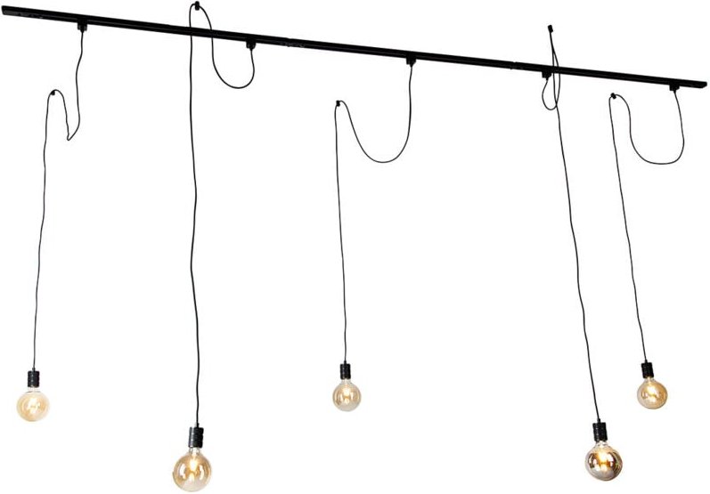 Modernes 1-Phasen-Schienensystem mit 5 Hängelampen schwarz - Cavalux