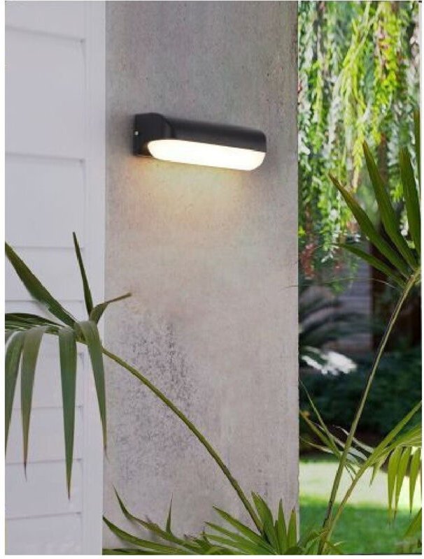 Trade Shop Traesio - Trade Shop - schwarze aussenwandlampe 12 watt warmes kaltes natürliches licht ES63 -