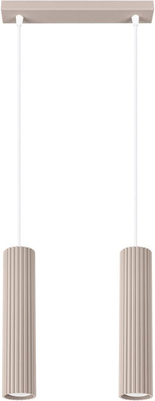 Moderne Hängelampe mit zwei gewellten Taupe-Röhren, 2xGU10 10W, KARBON, Sollux Lighting