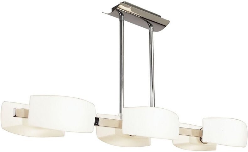Inspired Mantra Lupa Rechteckige Teleskop-Hängeleiste mit 6 Leuchten, G9, poliertes Chrom/weißes Milchglas