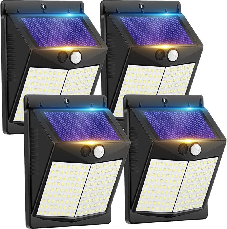 Thumbnail - 4er-Pack Solarleuchten für den Außenbereich mit Bewegungsmelder – 3 Modi, wasserdichte Solarleuchten, kabellose Sicherhe...
