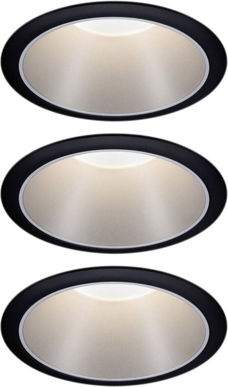 Paulmann 93408 Cole Coin Einbauleuchte 3er Set LED 18 W Schwarz, Silber
