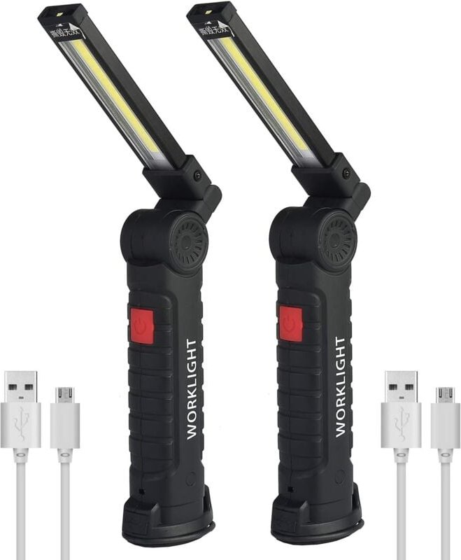 Memkey - 2 x Cob-Arbeitsleuchte, wiederaufladbar, LED-Handlampe, Cob-Werkstattlampe, Taschenlampe, LED-Handarbeitsleucht...