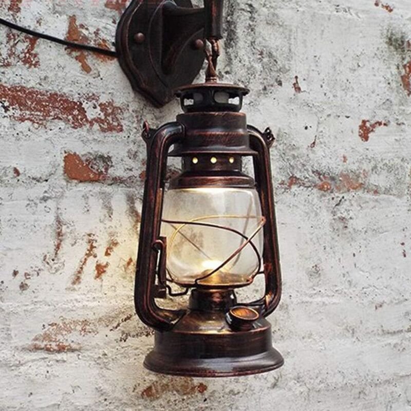 Außen Wandleuchte, Retro Dekor Wandleuchte, Eisen Wandleuchte E27 Plug-in Außenfassade Innenhof Eingang Balkon Terrasse ...