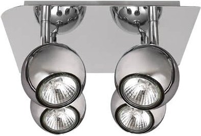 Fabrilamp - Chrom-Deckenleuchte mit 4 verstellbaren Strahlern. Inklusive 4xGU10 Halogenbirne. Maße 22x22cm.