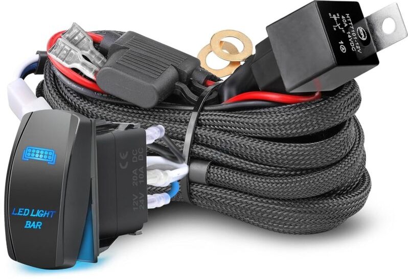 Kabelbaum-Set mit 1 Ader, LED-Lichtleisten-Kabelbaum-Kit für Nebelscheinwerfer, Offroad-Fahrscheinwerfer, Arbeitsscheinw...