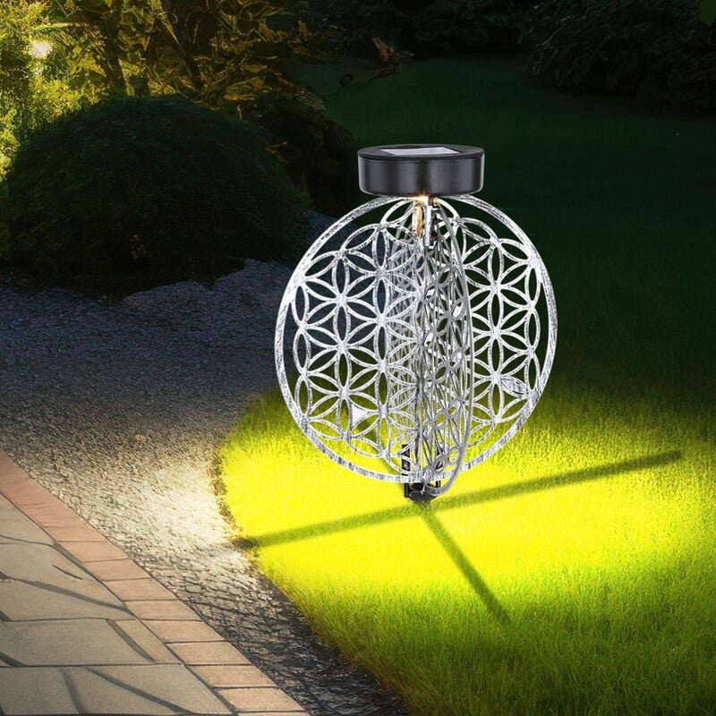 Solar Lampe Outdoor Solarleuchte orientalisch led Garten Laterne Außen mit Lichteffekt Lebensblume, 1x led warmweiß, DxH...