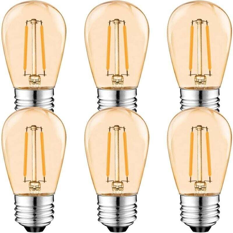 S14 E27 Edison LED Glühbirne,2W Vintage Filament Fadenlampe,Amber , Warmweiß 2700K, 360 ° Abstrahlwinkel, Nicht Dimmbar ...