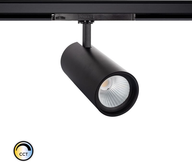 3-Phasenstromschiene LED-Strahler 40W cct d'Angelo Schwarz philips Xitanium Wählbar (Warm-Neutral-Kalt)