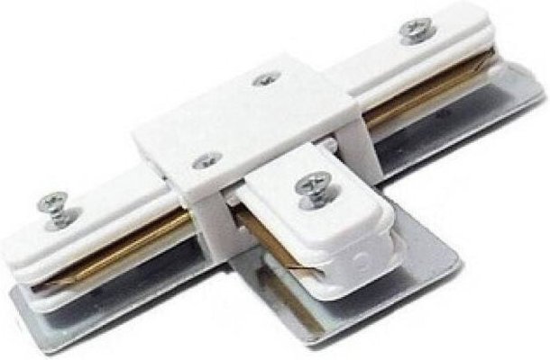 Trade Shop - T-VERBINDER FÜR EINPHASIGE 2-POLIGE SCHIENE, WEISSE FARBE, TRACK-BT -