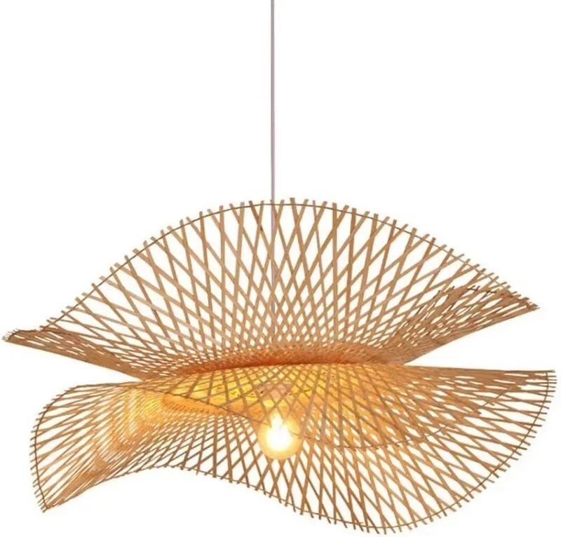 Pendelleuchte aus Bambus und Weide, Ø 55 cm – Doppelwandig, japanischer Stil, umweltfreundliche Beleuchtung für das Essz...