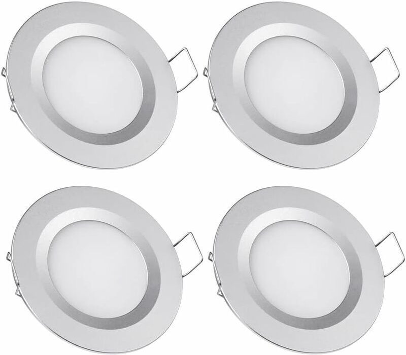 4 x 12 V LED-Einbaustrahler, Loch 58–65 mm, 3 W, 3200 K, Deckeneinbauleuchte für Wohnmobil, Boot, Caravan, Van, Yacht, W...