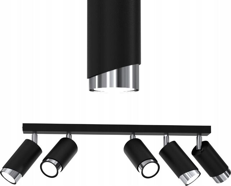 Frei. Deckenleuchte LED-Streifen verstellbar 5x Gu10 EWILIGHT Bevel schwarz