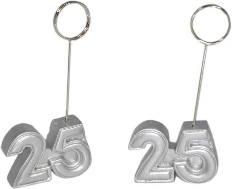 Trade Shop Traesio - Trade Shop - Tischkarten 25 Silber 12 Stück Platzkarten Clip Fotohalter Hochzeit Tischkarten -