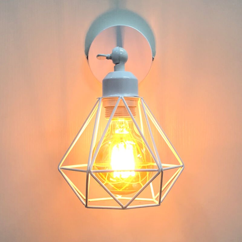 Wandleuchte Industrielle Metall E27, Weiß Wandlampe Verstellbare für Schlafzimmer Küche Wohnzimmer Flur - Ohne Leuchtmit...