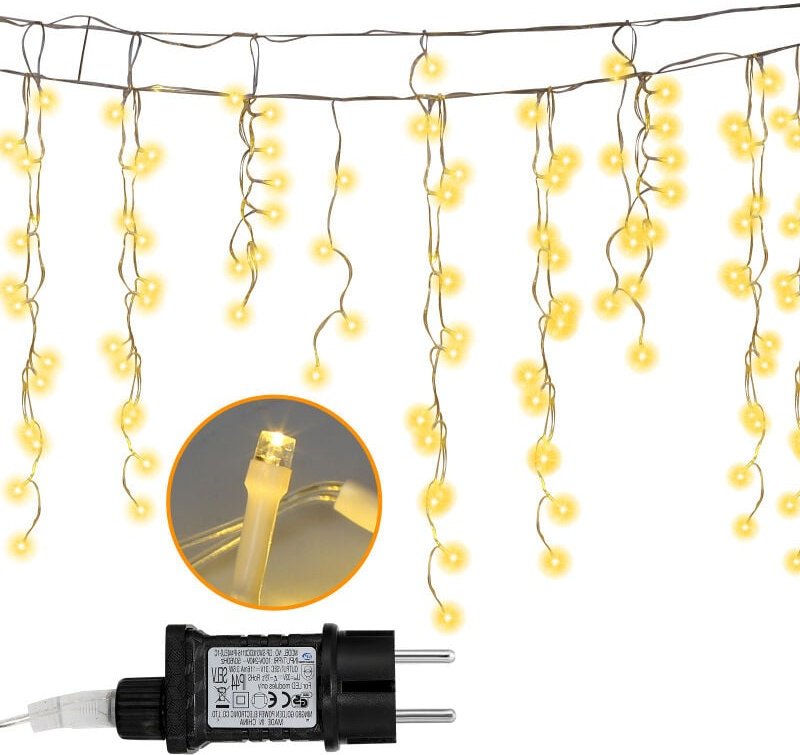 Thumbnail - Swanew - led Eisregen Eiszapfen Deko Weihnachten Fenster Lichterkette Außen,Warmweiß - Warmweiß 600 led